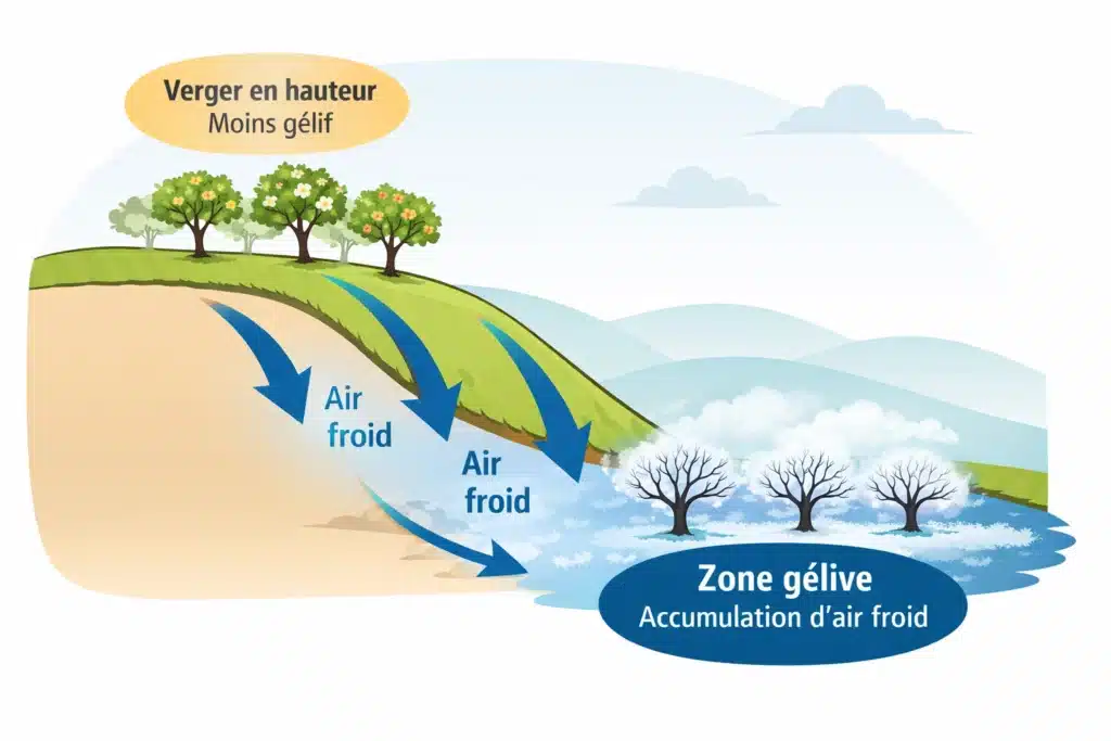 Gel de printemps des arbres fruitiers